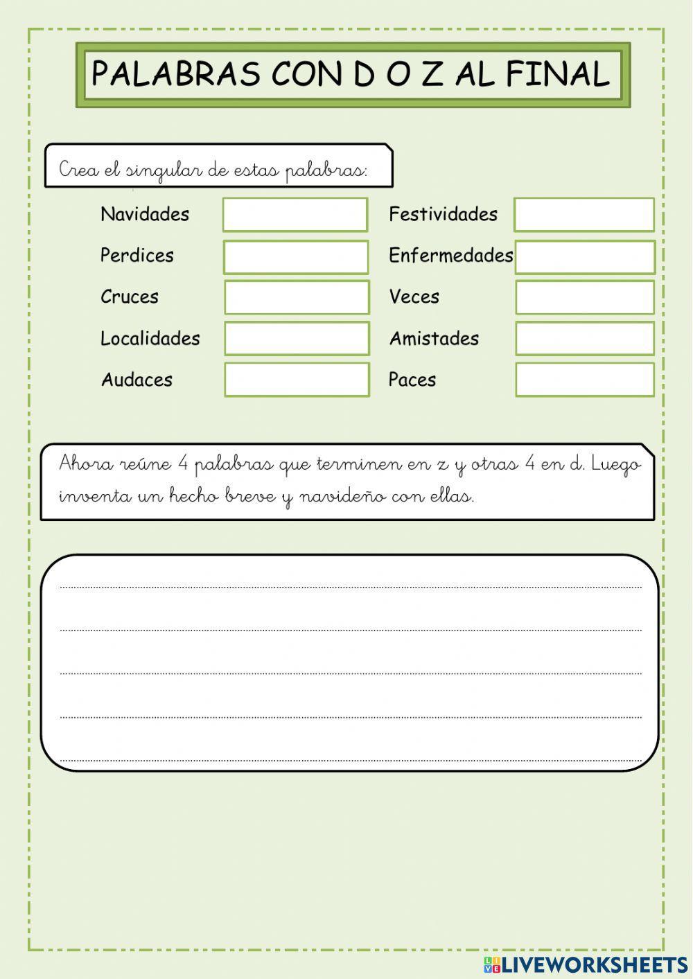 Palabras con d o z al final