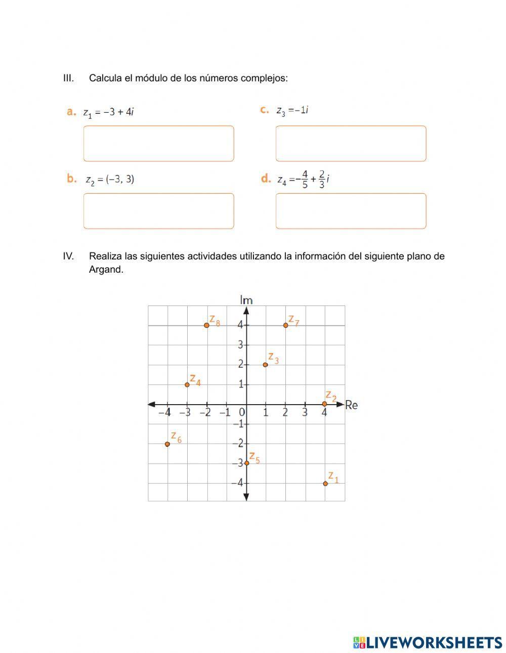 Ficha n°1 : Números Complejos