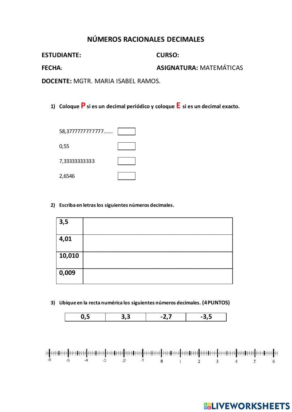 Números racionales decimales