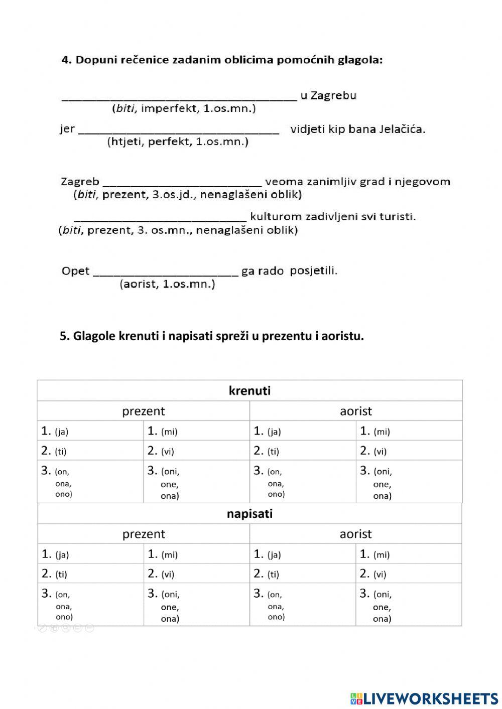 Glagolska vremena - vježba