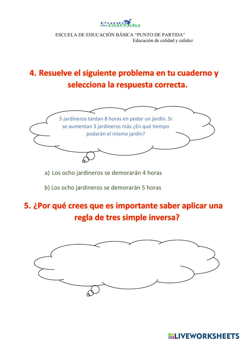 Regla de tres simple inversa