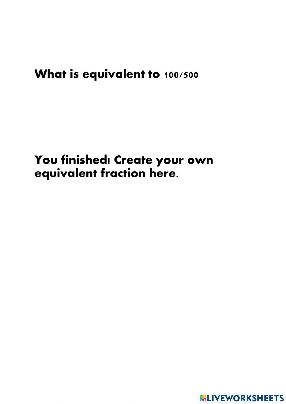 Equivalent Fraction Worksheet