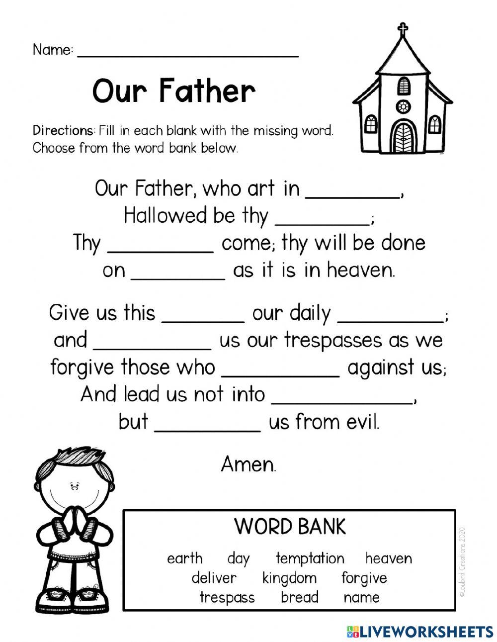 Our Father Fill in the Blanks