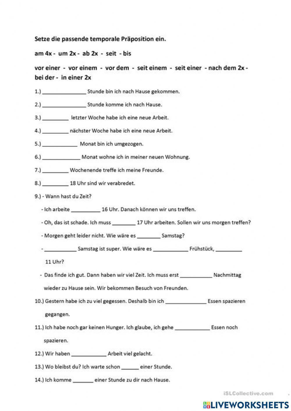 Temporale Präpositionen