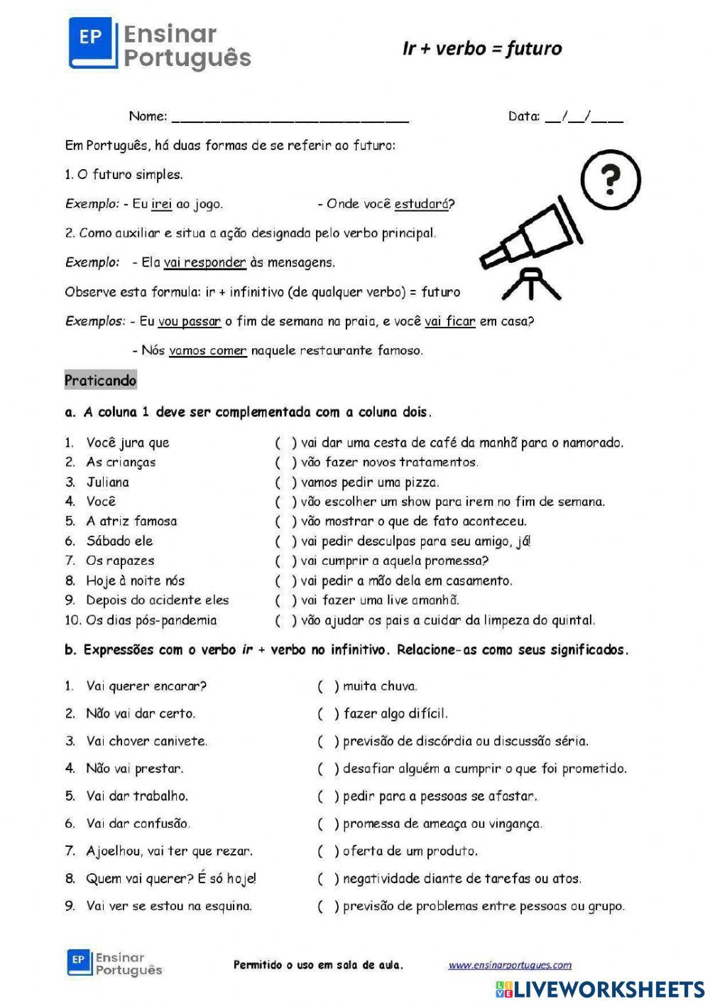 Verbo ir futuro e sentidos