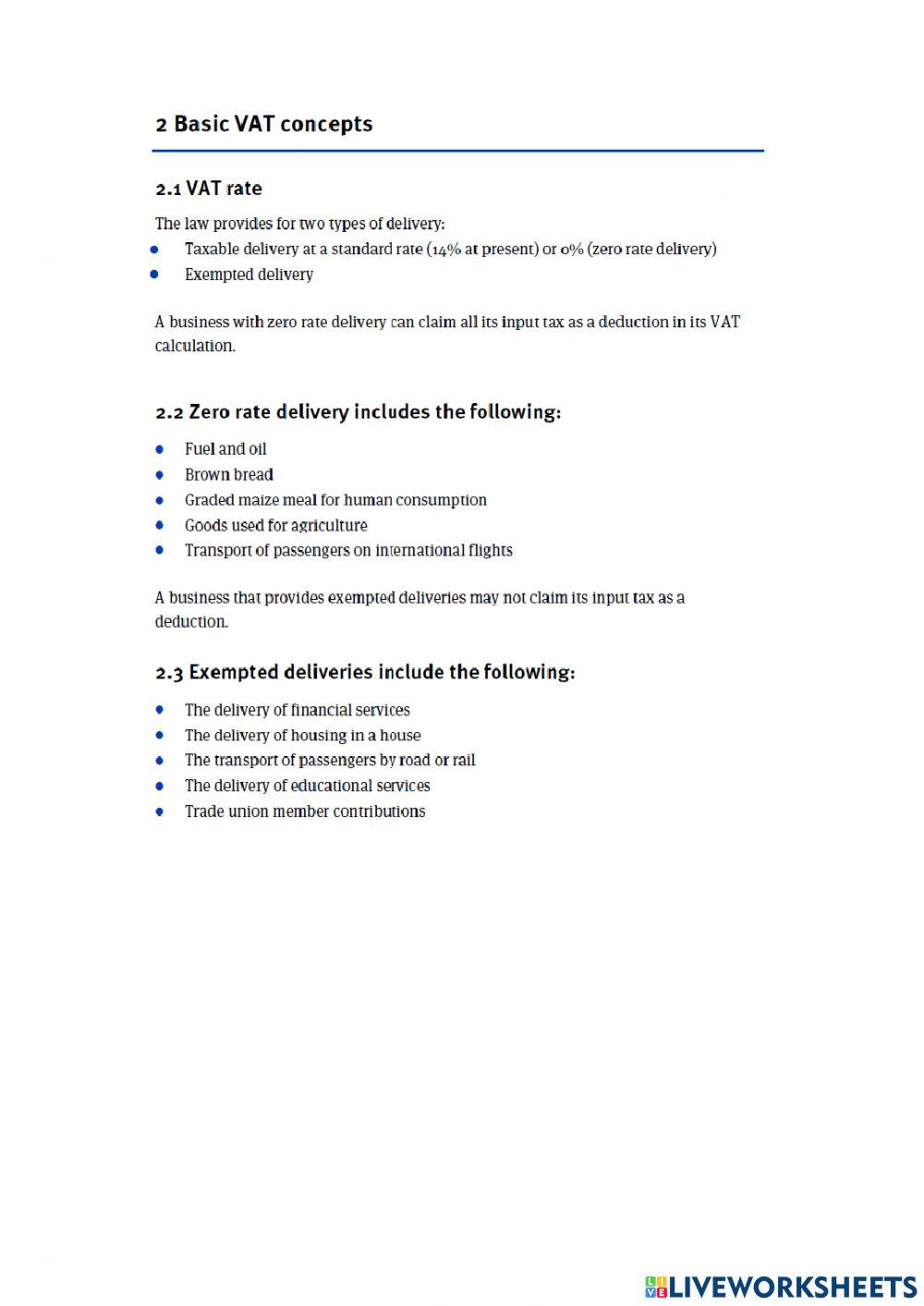 Introduction to value added tax