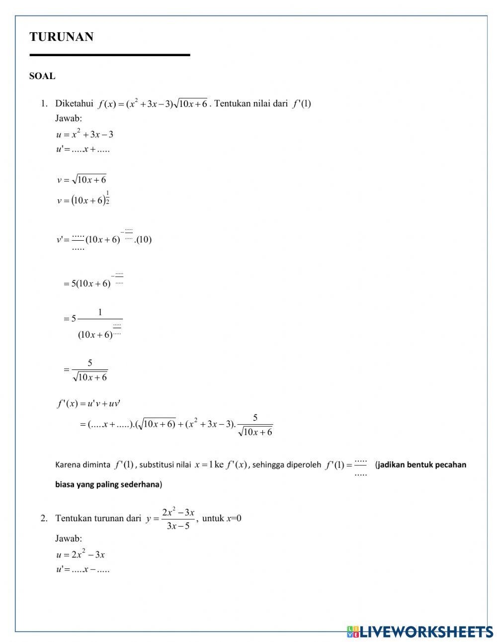 Turunan Fungsi Aljabar 2