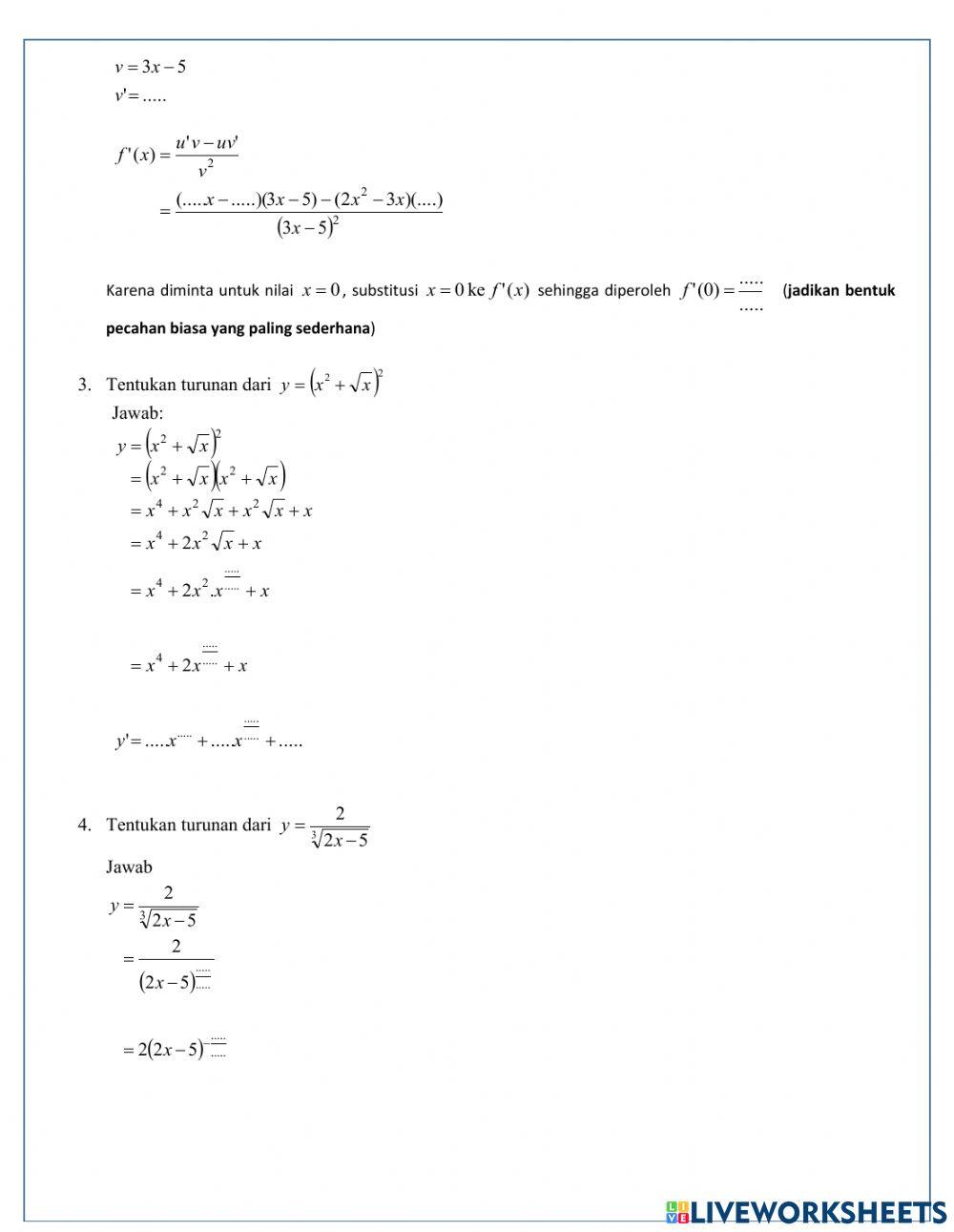 Turunan Fungsi Aljabar 2