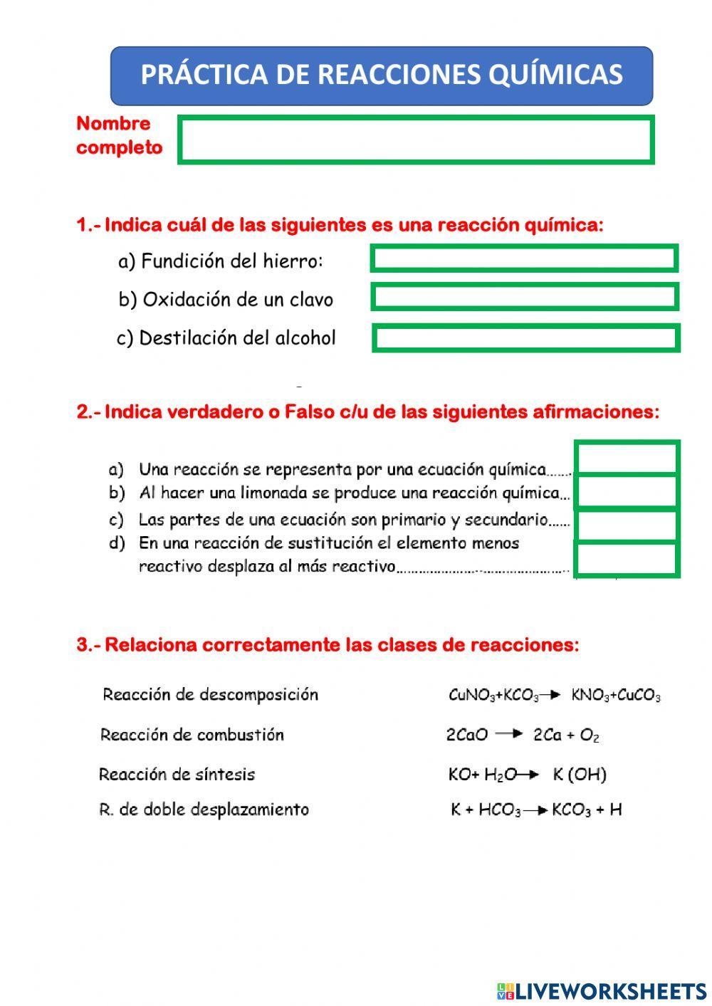 Practica de reacciones quimicas