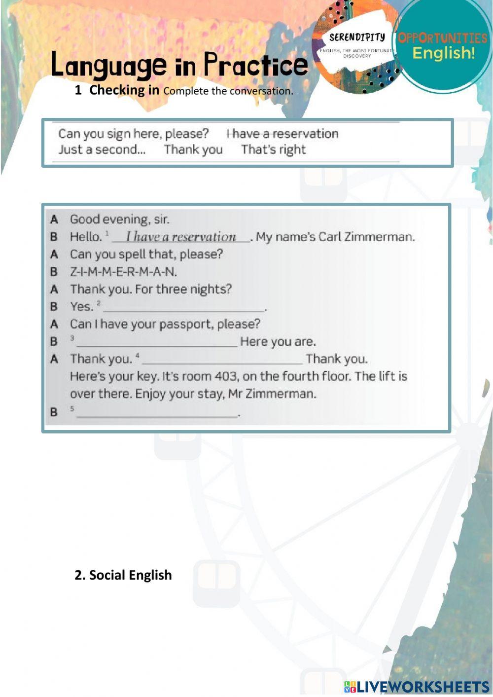 Practical English 1, elementary HW