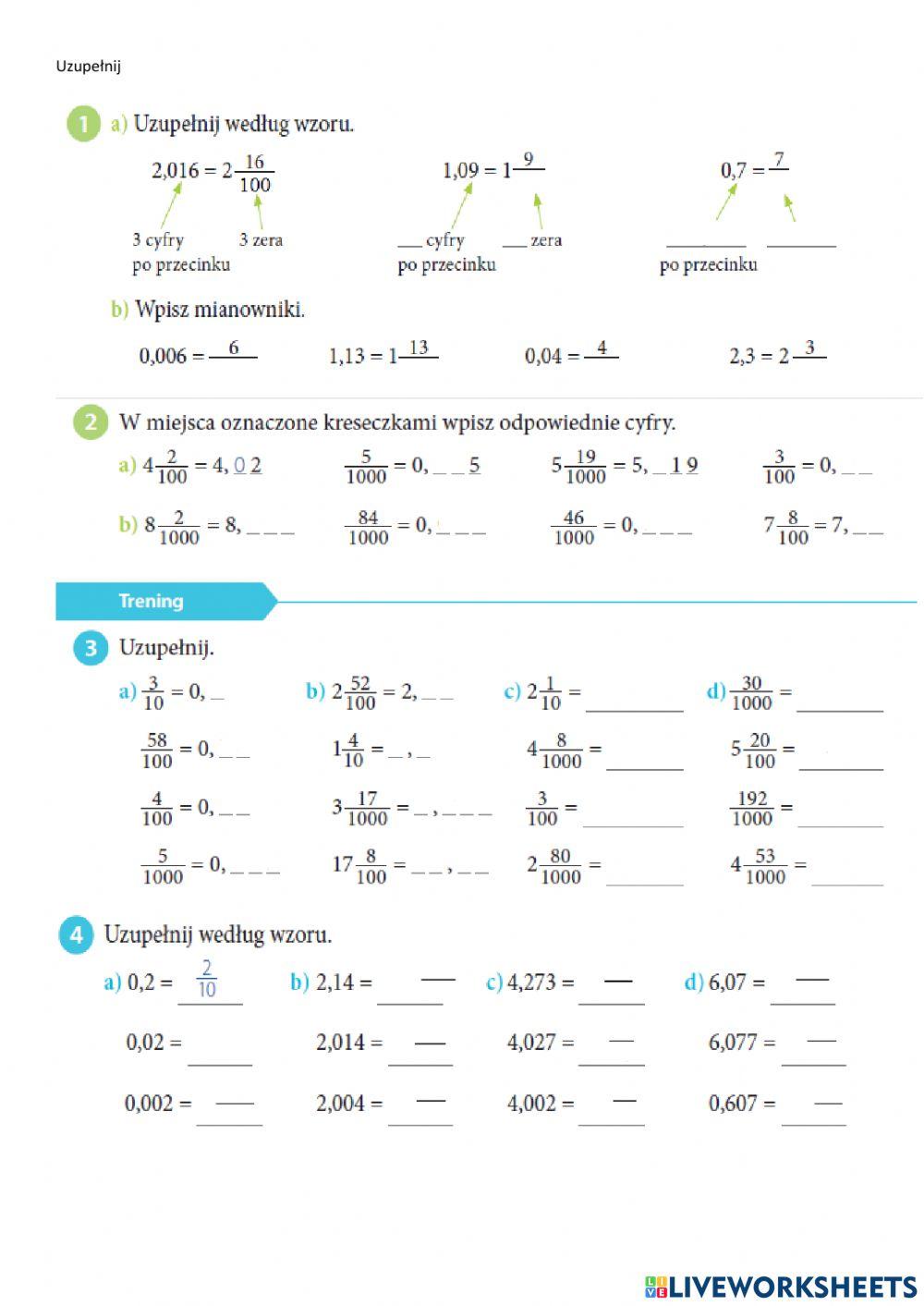 Decimal fractions