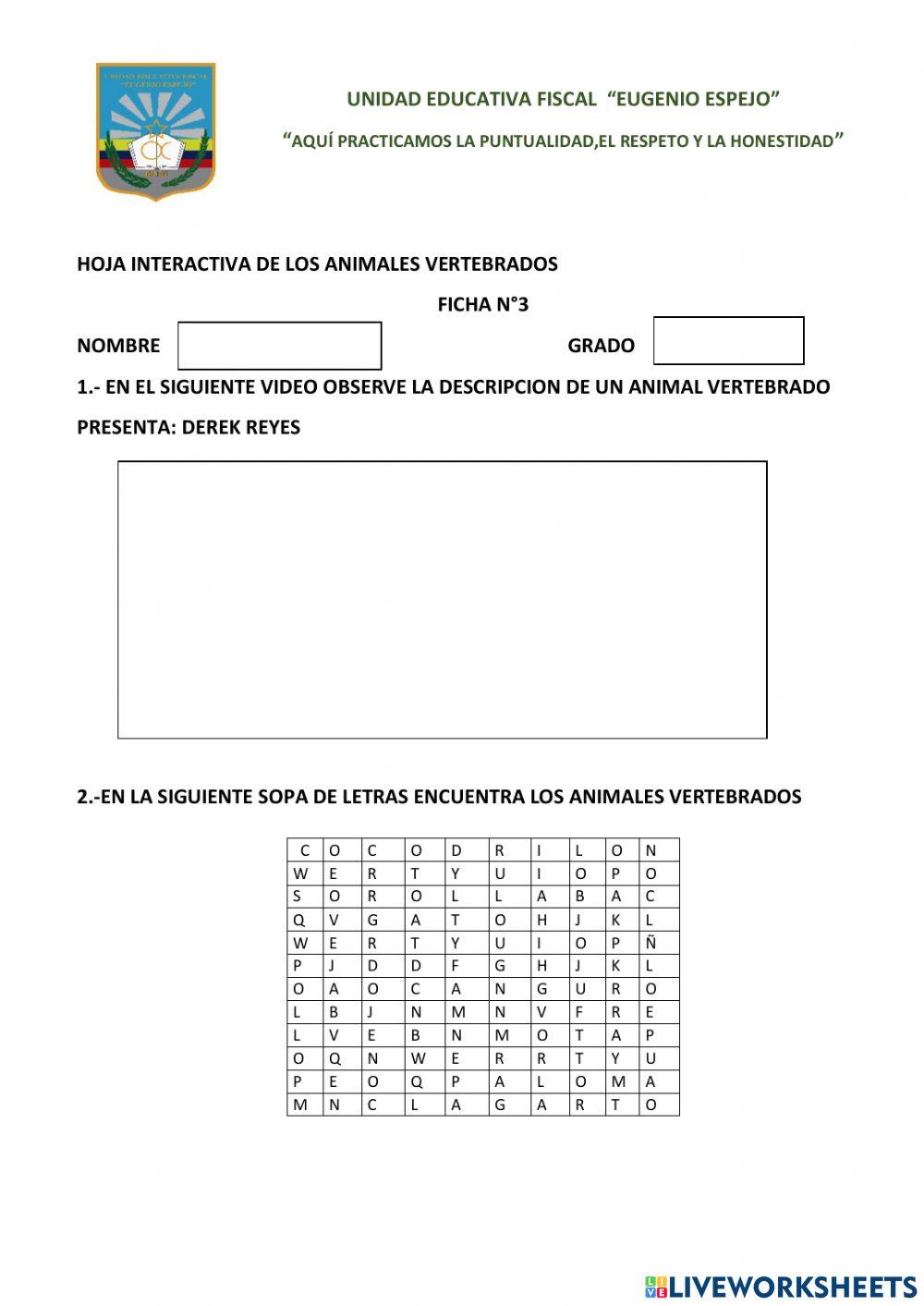 Animales vertebrados