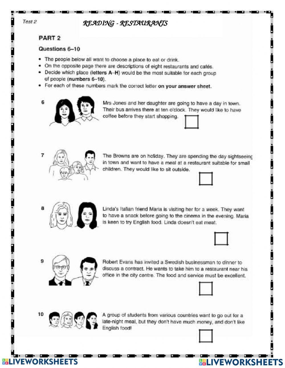 Restaurants and ordering food