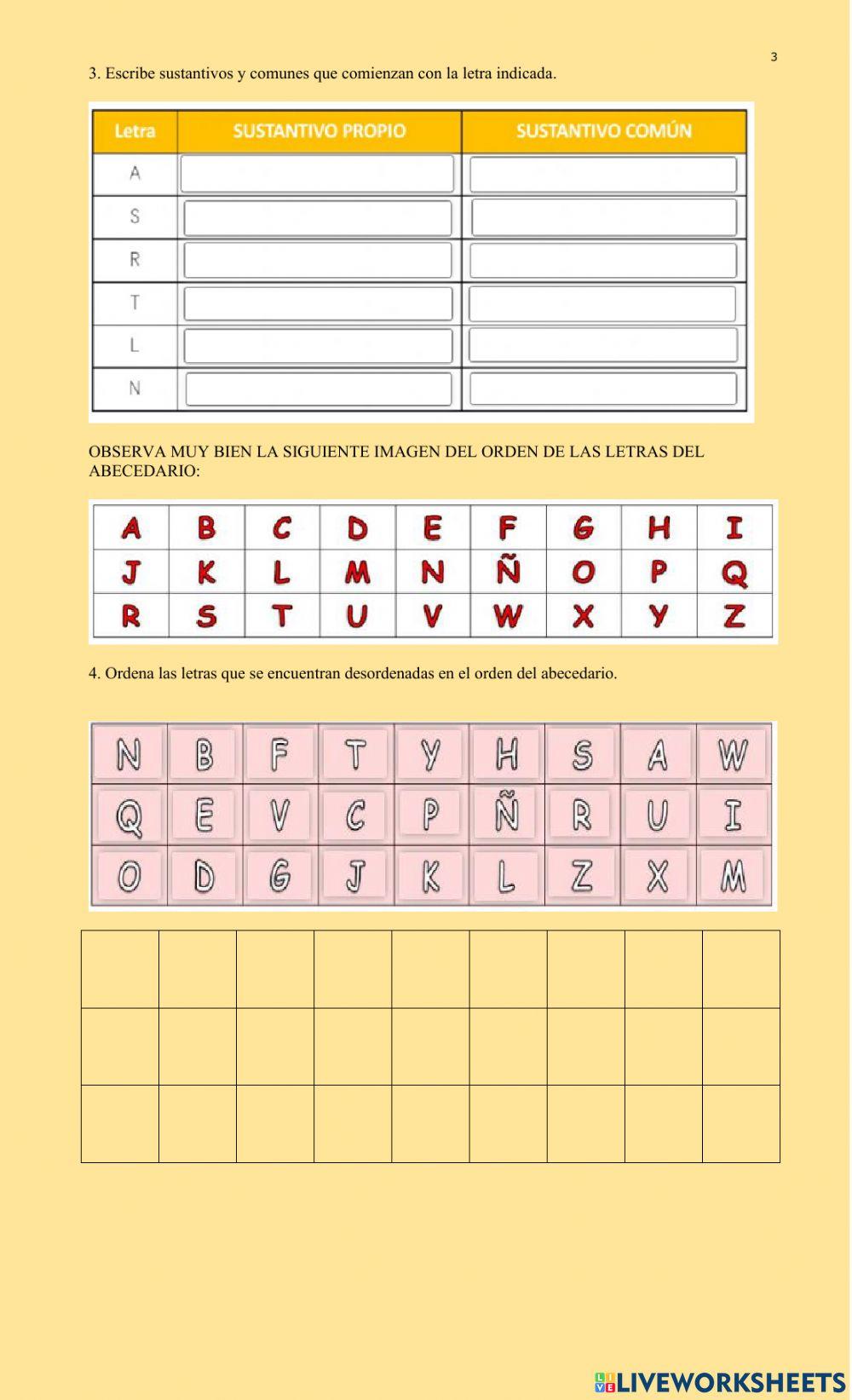 Sustantivos y abedacedario