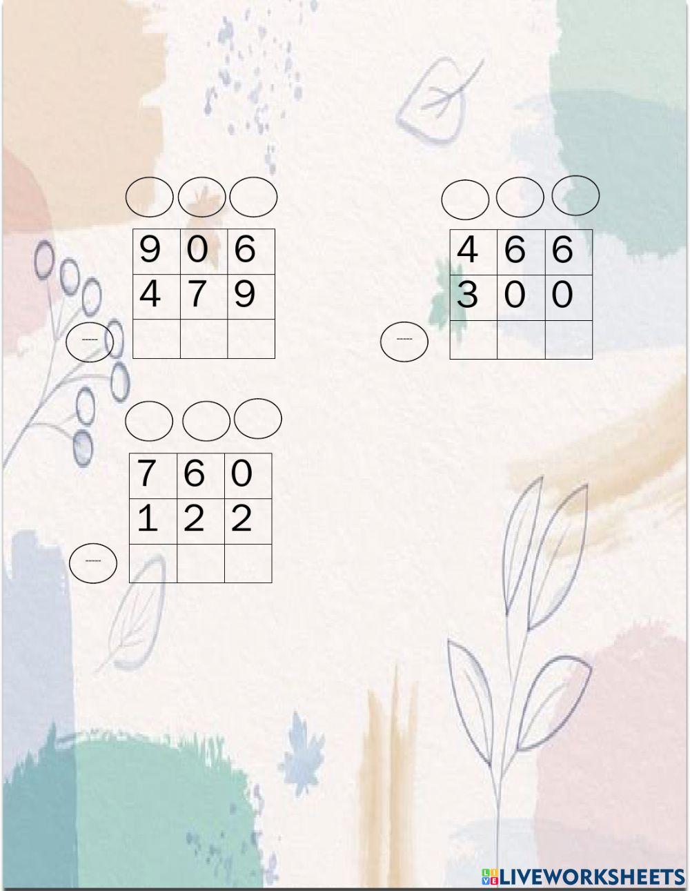 Tarea restas 4° Básico