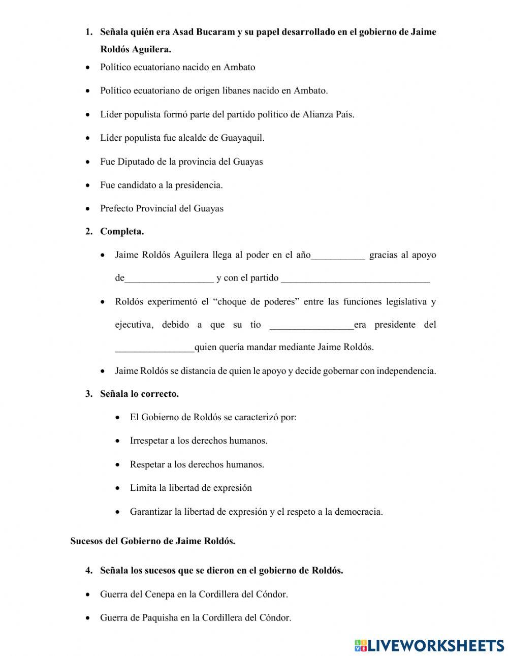 Jaime roldos presidencia