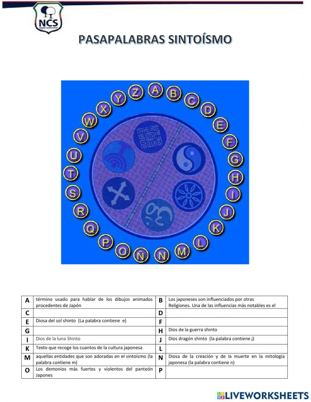 Pasapalabras sintoismo