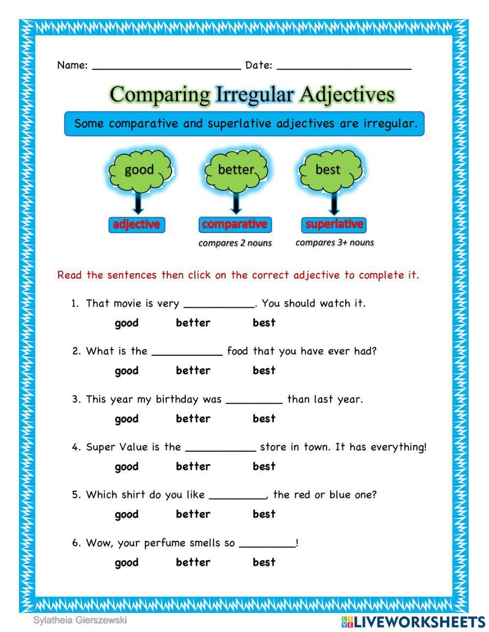 Comparing Irregular Adjectives
