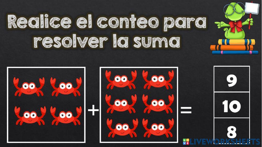 Sumas hasta 10 con opciones