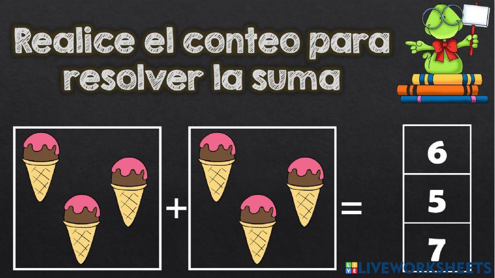 Sumas hasta 10 con opciones