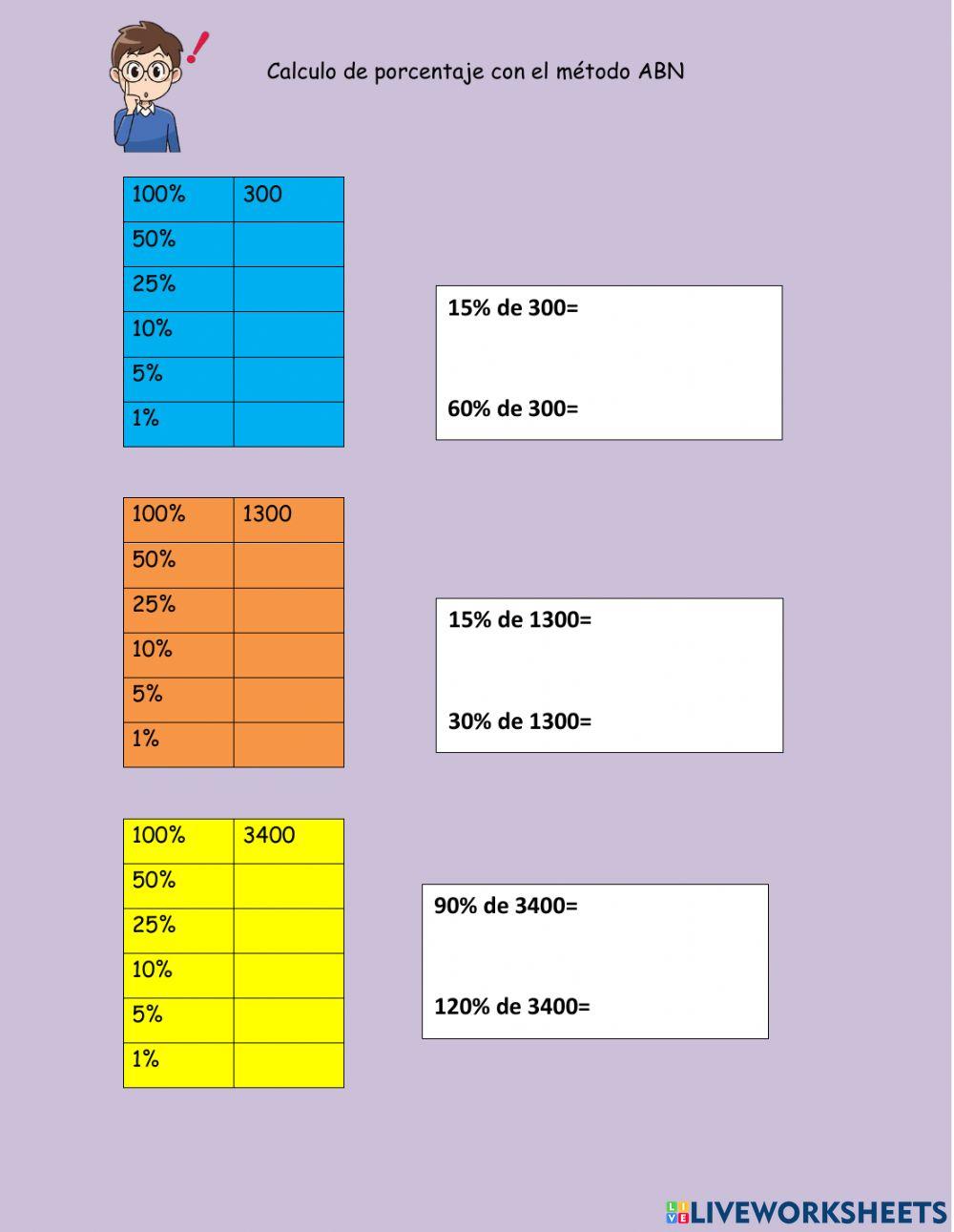 Cálculo de porcentajes