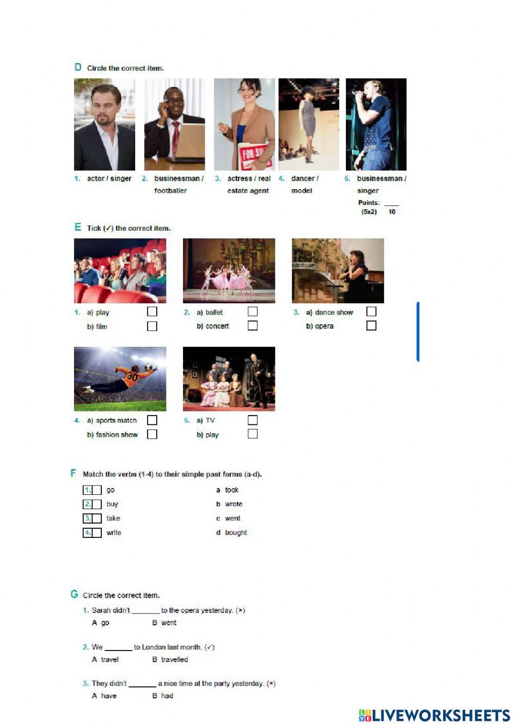 Past Simple Job -vocabulary