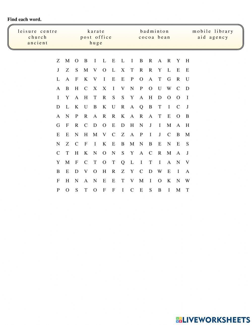 YL7 Lesson 1: Word Search