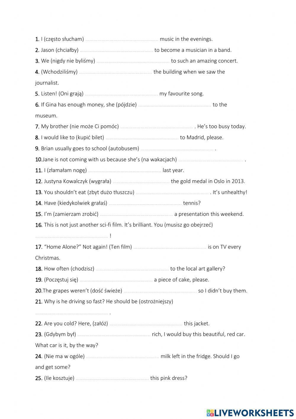 Tłumaczenia zdań e8