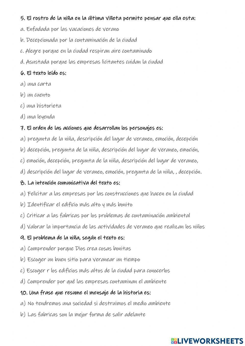 Comprensión lectora Mafalda 2