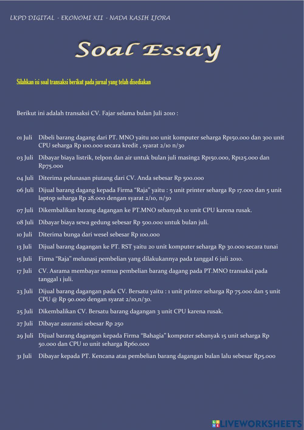 Siklus Akuntansi Perusahaan Dagang