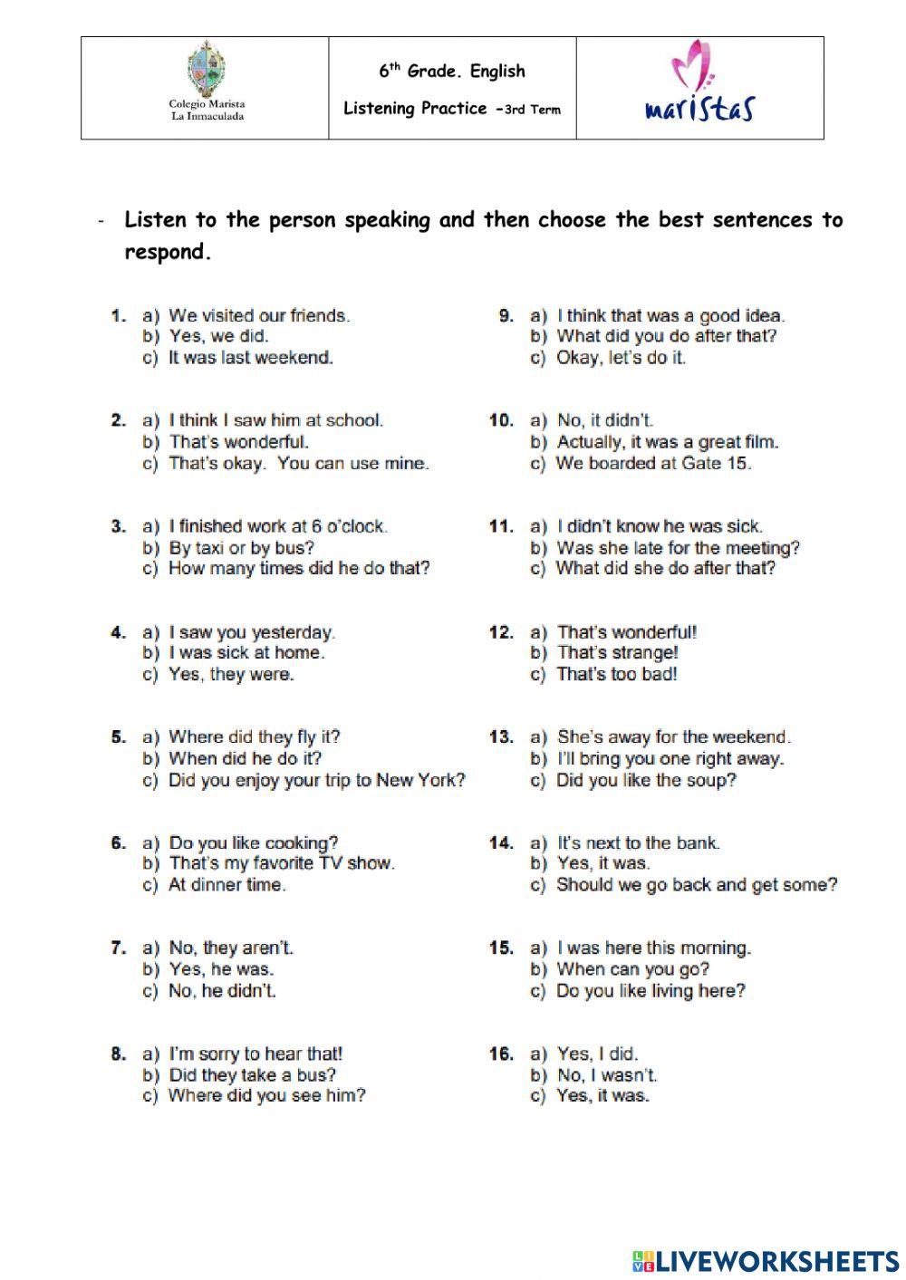 Past Simple Listening