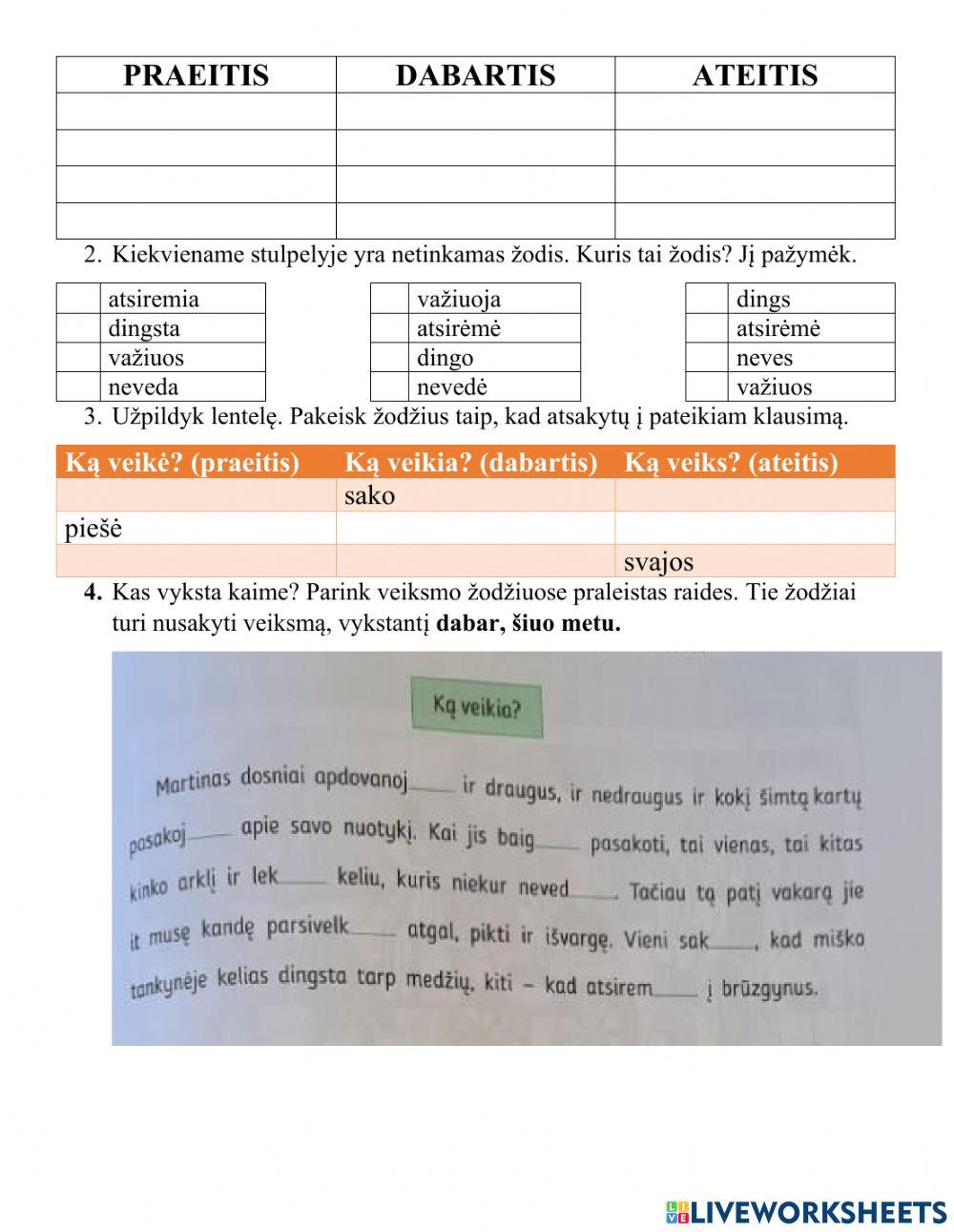 Testsas baigus skyrių „Praeitis, dabartis, ateitis“