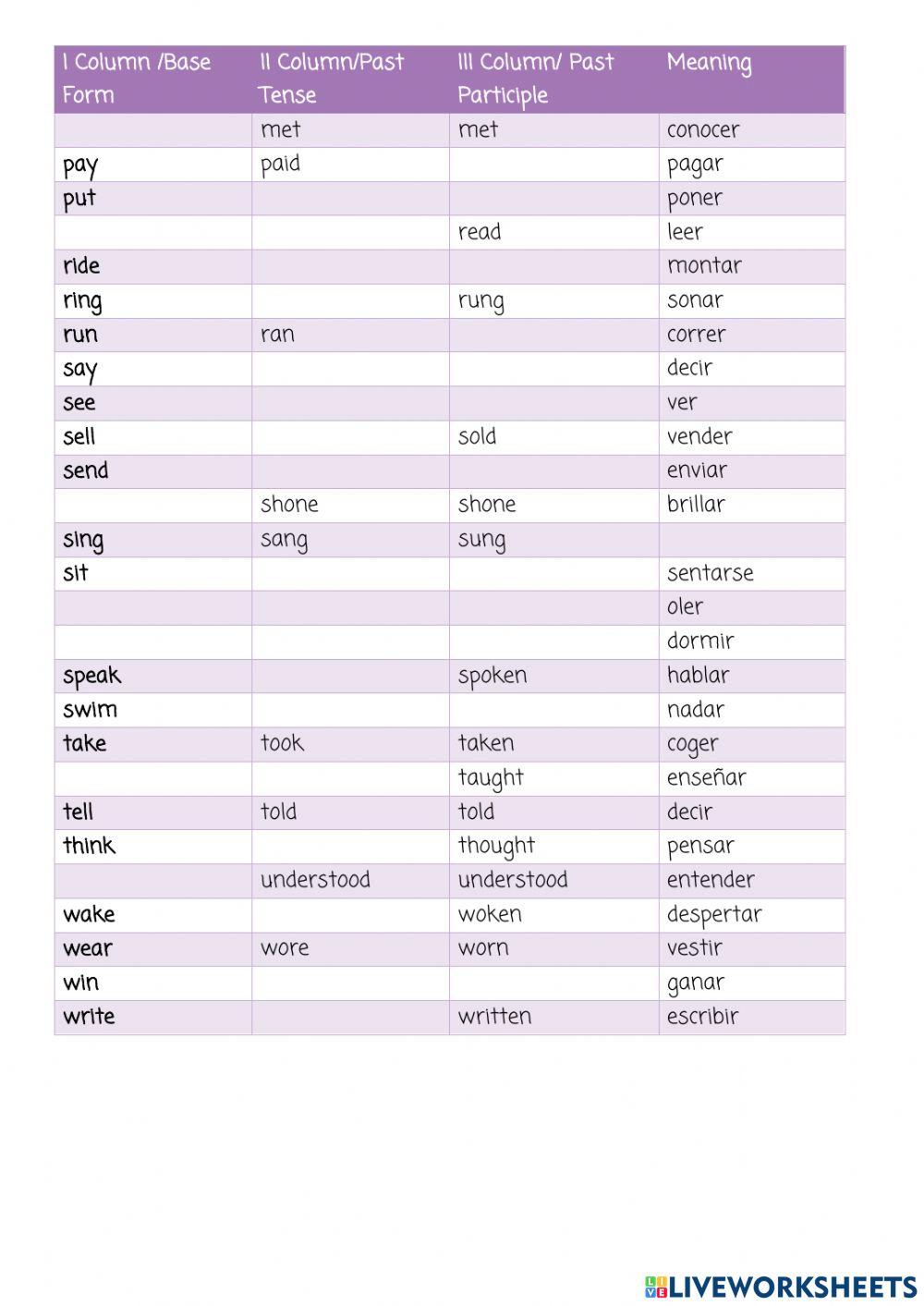 Irregular Verbs