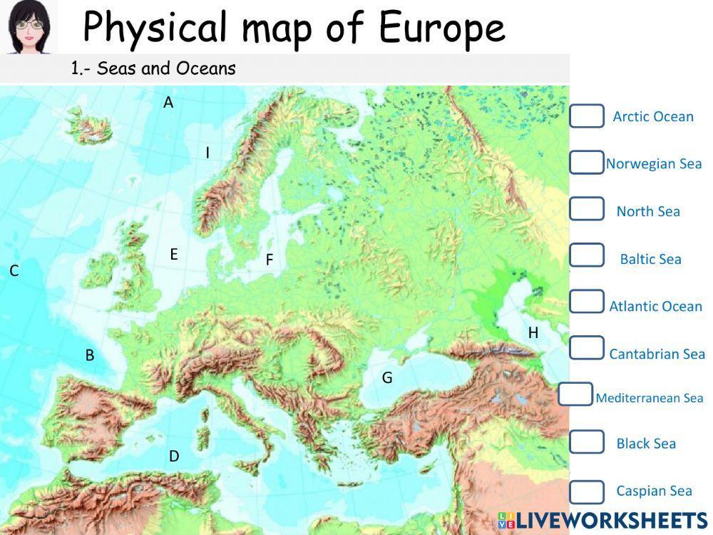 Physical map of Europe