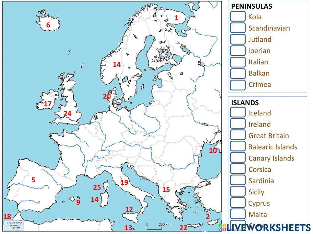 Physical map of Europe