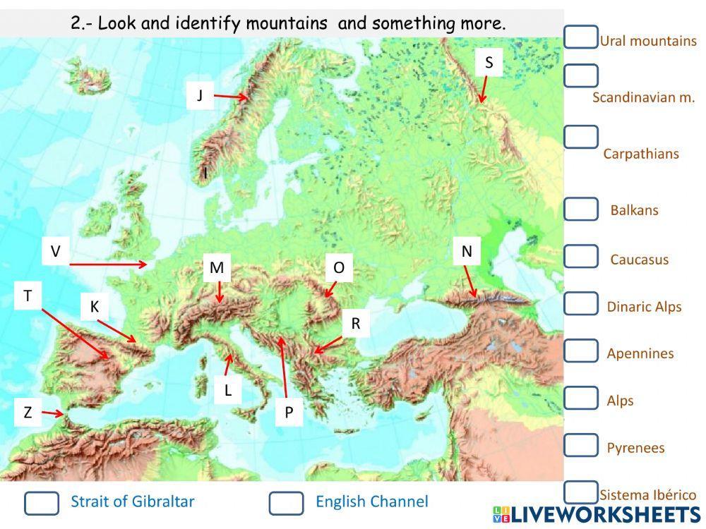 Physical map of Europe
