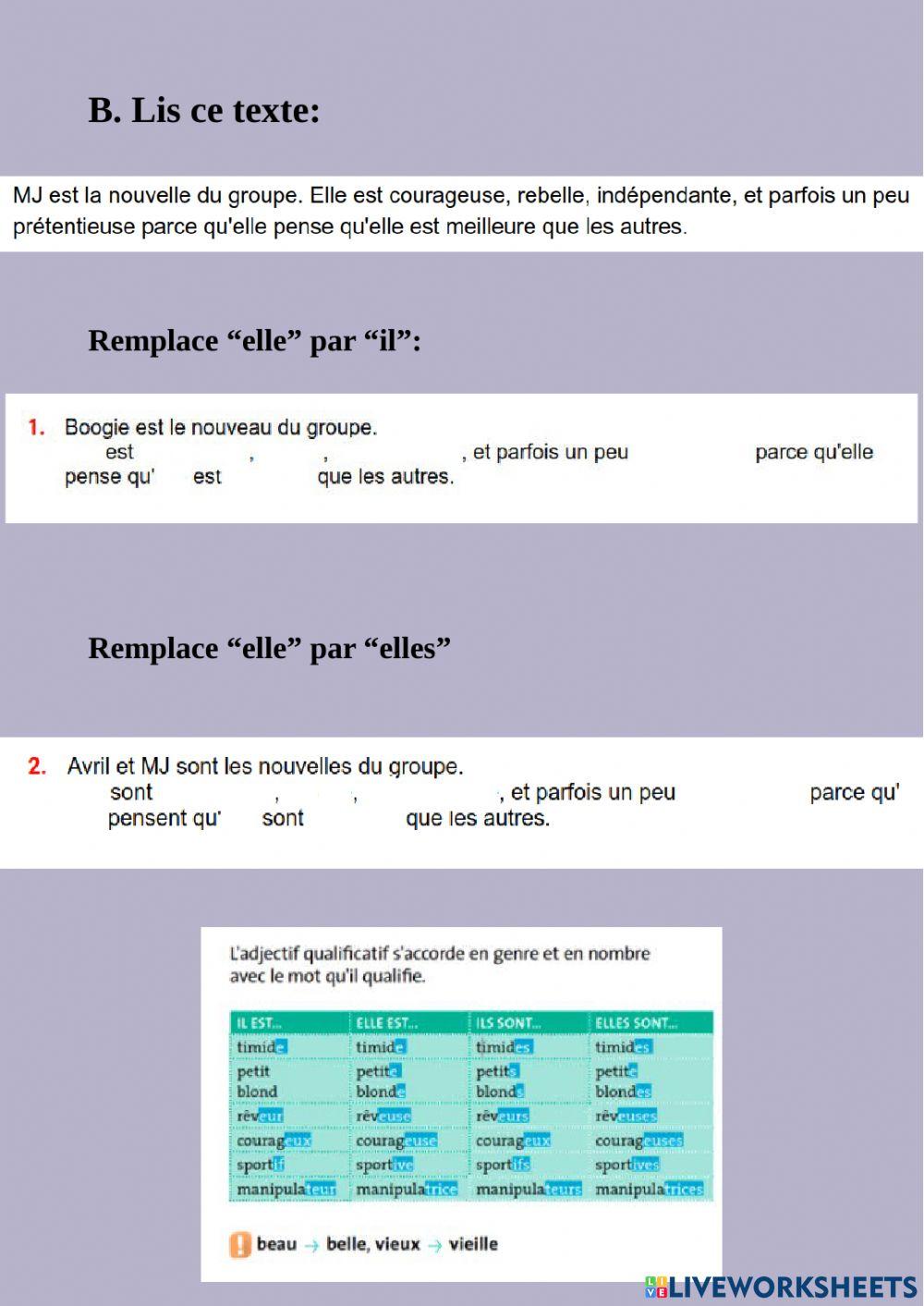 Le genre et le nombre des adjectifs