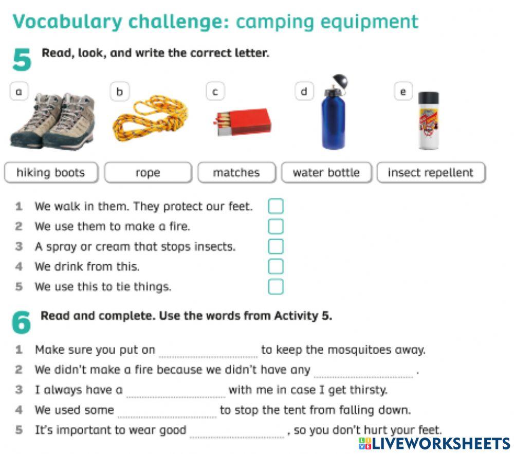 Vocabulary camping
