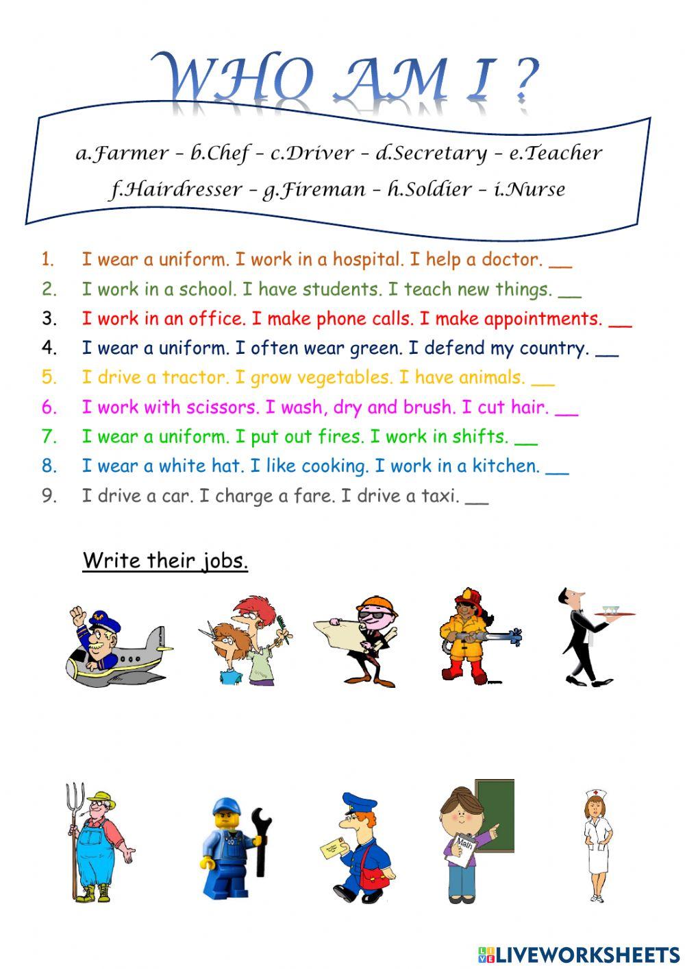 RIDDLES. JOBS | Free Interactive Worksheets | 6554081
