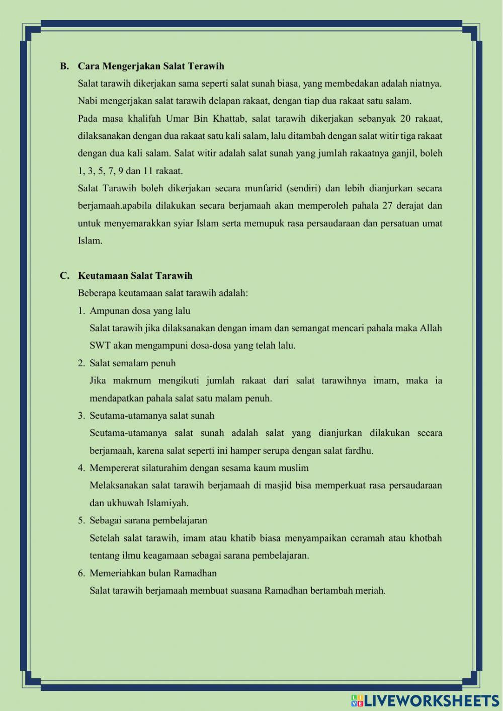 Modul PAI Kelas 5 Salat Tarawih