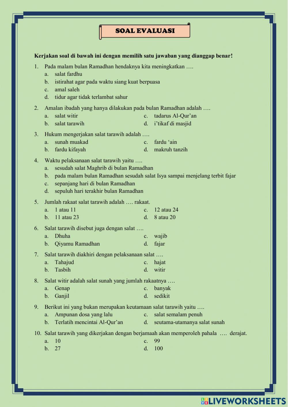 Modul PAI Kelas 5 Salat Tarawih