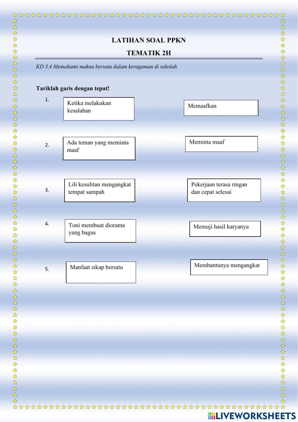 Latihan soal PPKN Tematik 2H