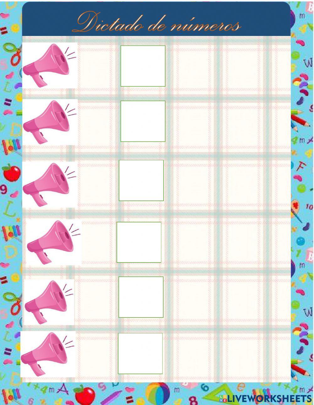 Dictado de números del 0 al 19