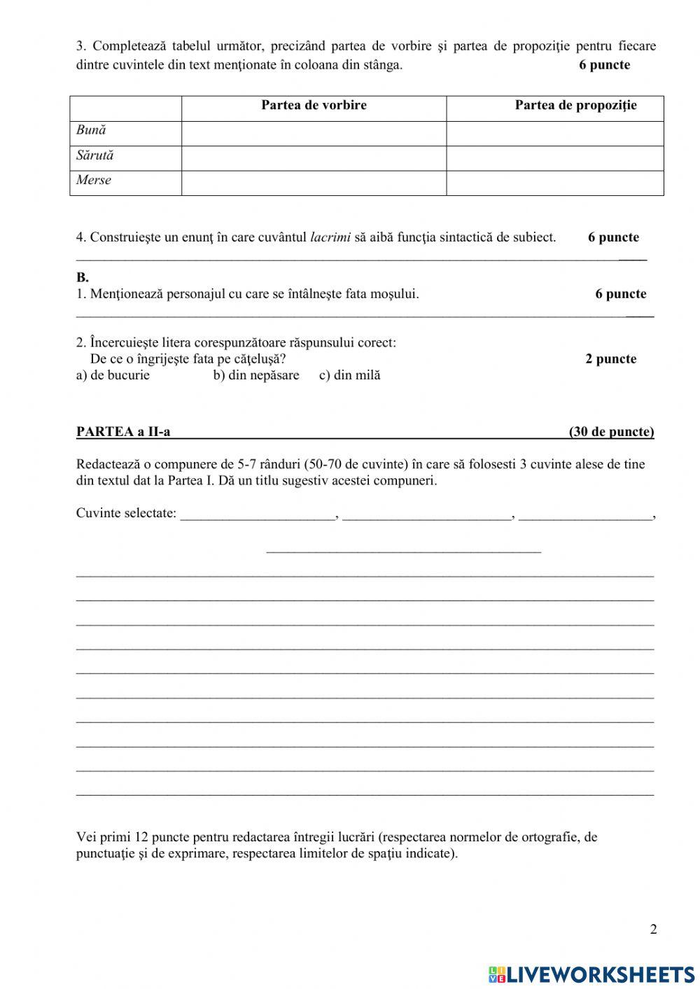 TEST SUMATIV SEMESTRUL II