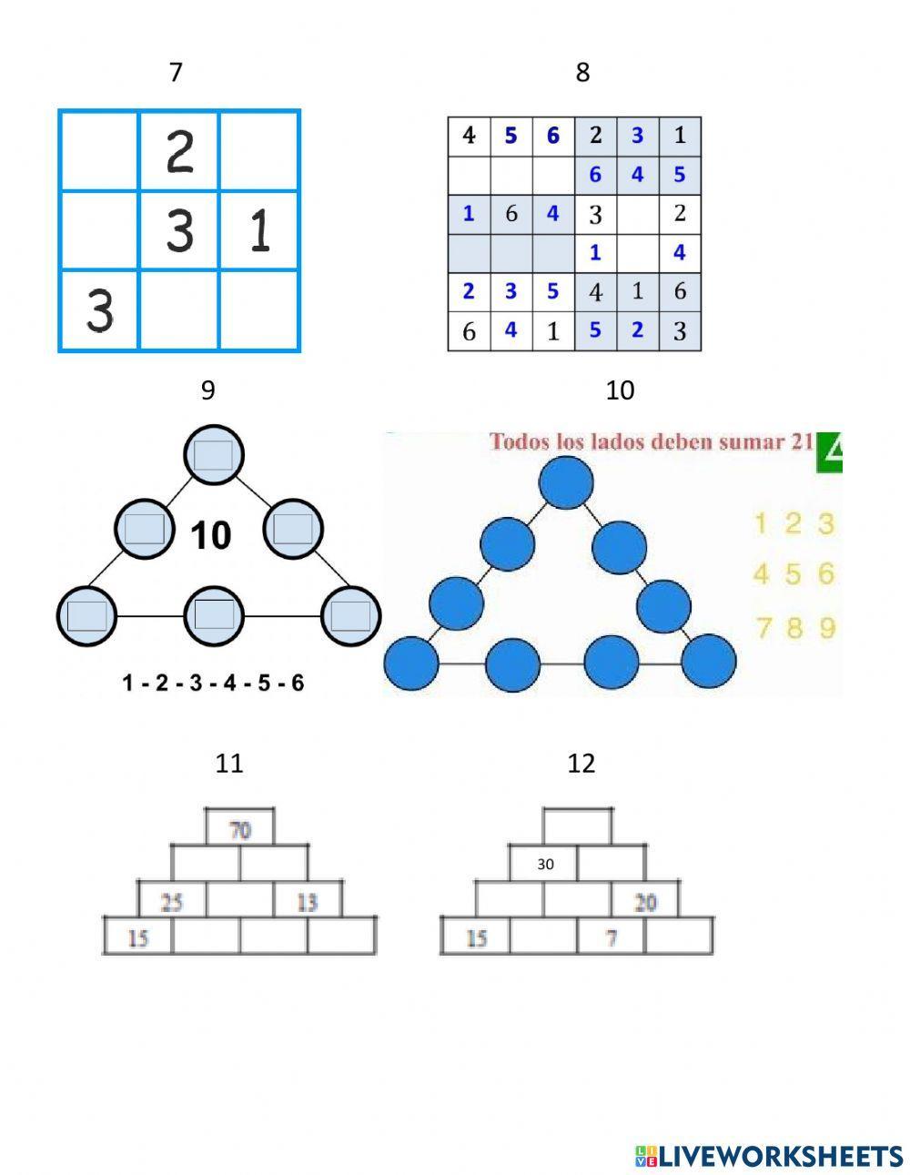 Juego de lógica matemática n° 1