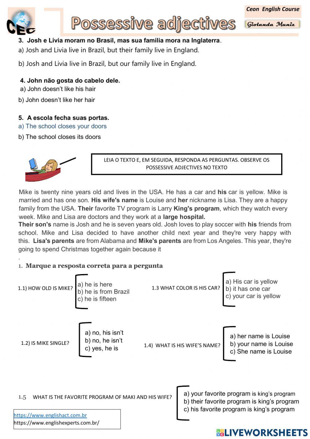 Possesive adjectives