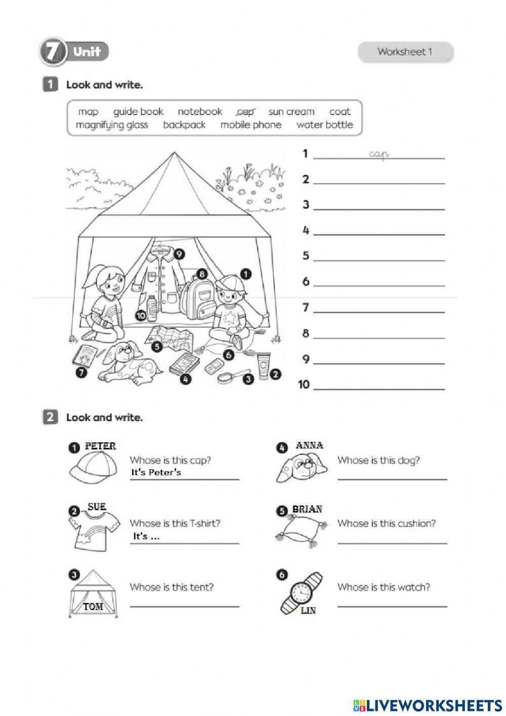 Unit 7 Reinforcement worksheet 1