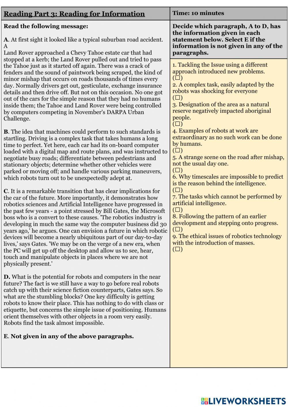 Reading Test 6 Part 3