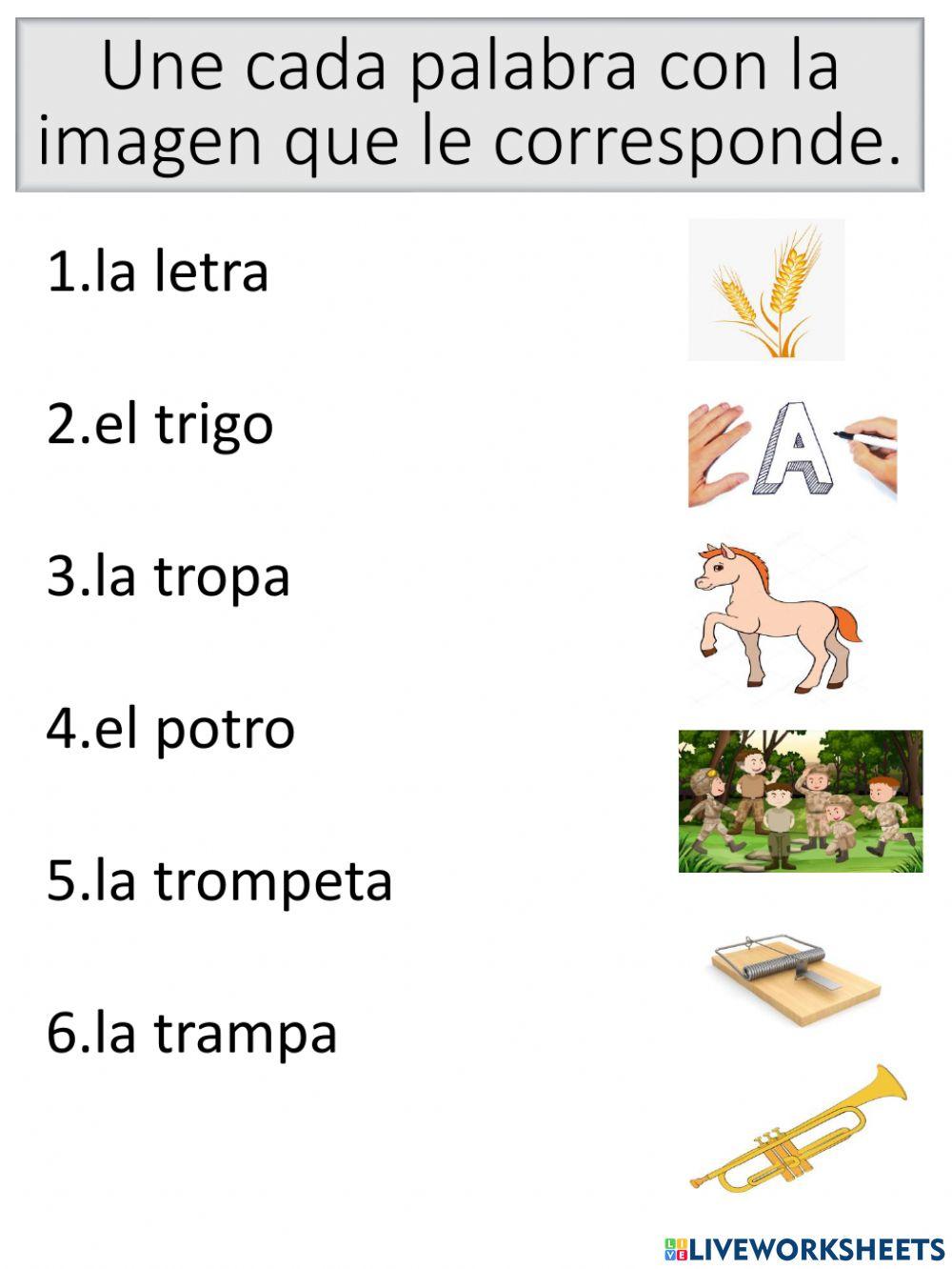 Vocabulario del sonido Tr