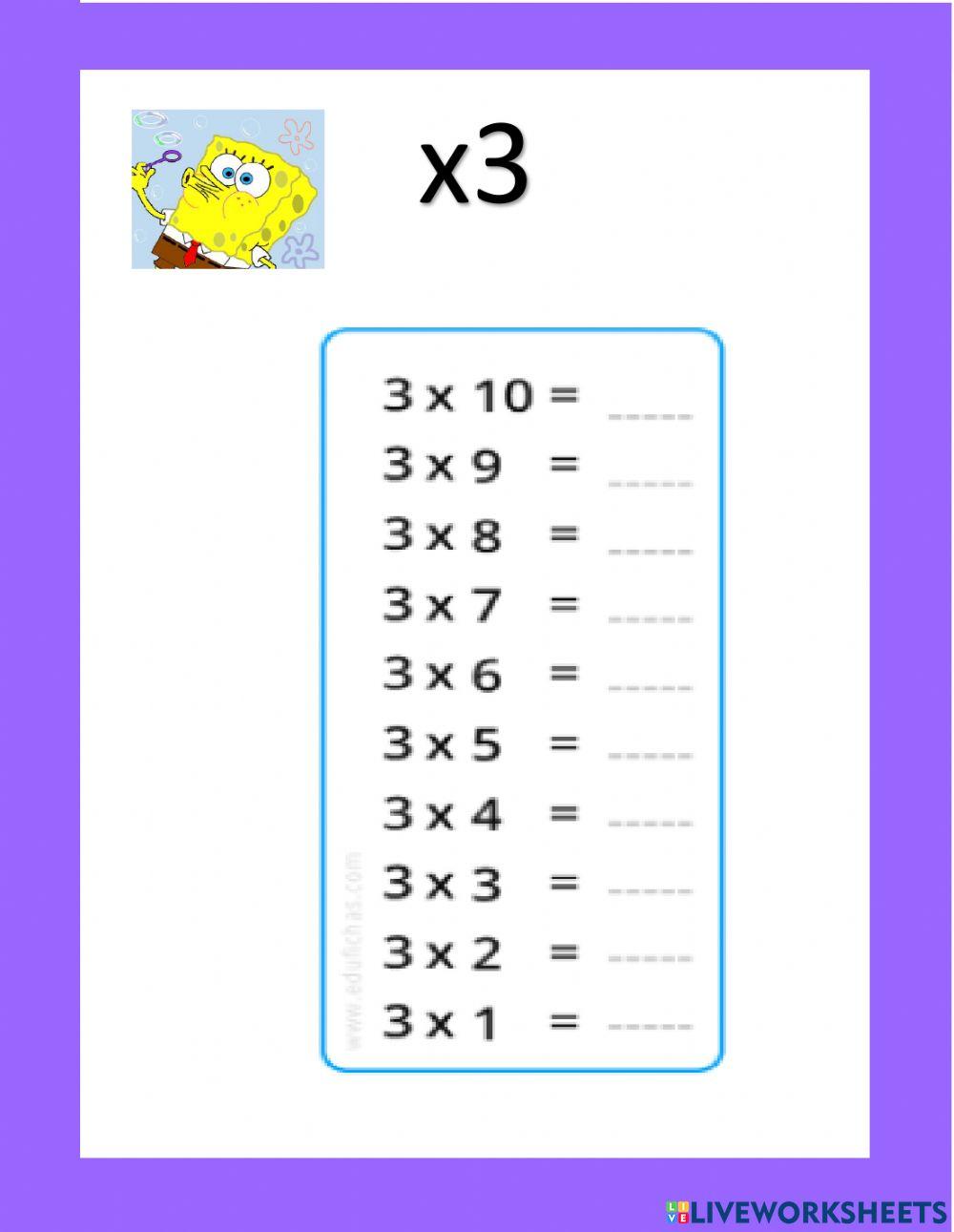 Multiplicaciones del 1 al 9
